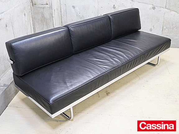 Cassina】カッシーナ LC5 3人掛けソファ デイベッド 黒総革 ル