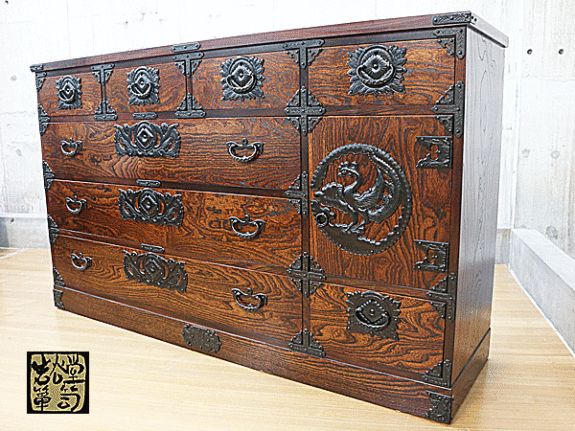 岩谷堂箪笥】伝統工芸品 鳳凰 六尺 整理箪笥/整理タンス/衣装箪笥/和