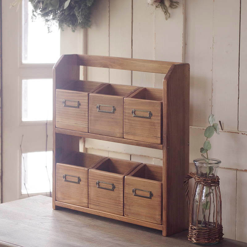 アンティーク風木製収納棚6ケースセット｜アンティーク風木製ラック