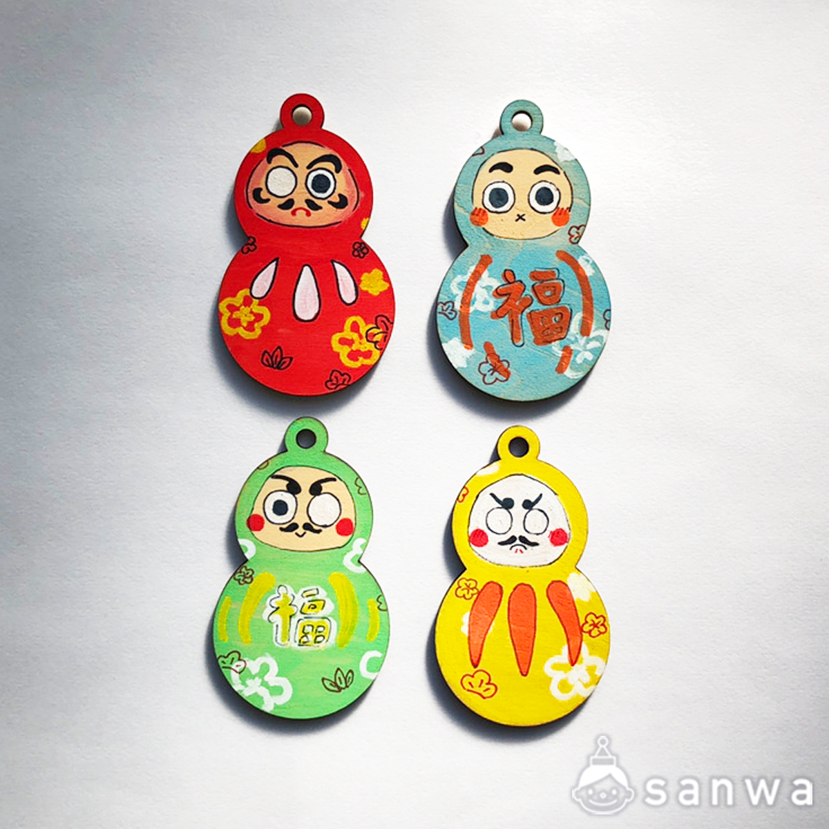 塗るだけ簡単】木のガーランド R だるま型【OEM対応商品】（300円