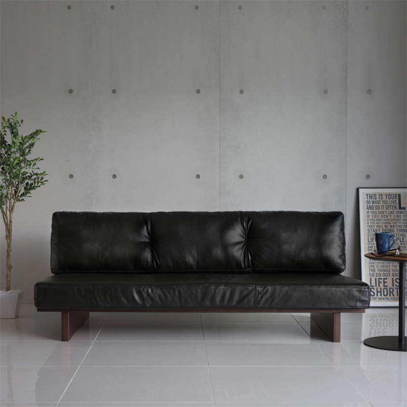 2人掛けローソファー「Blena(ブレナ)」/LEATHER WOOD/肘なし | 家具