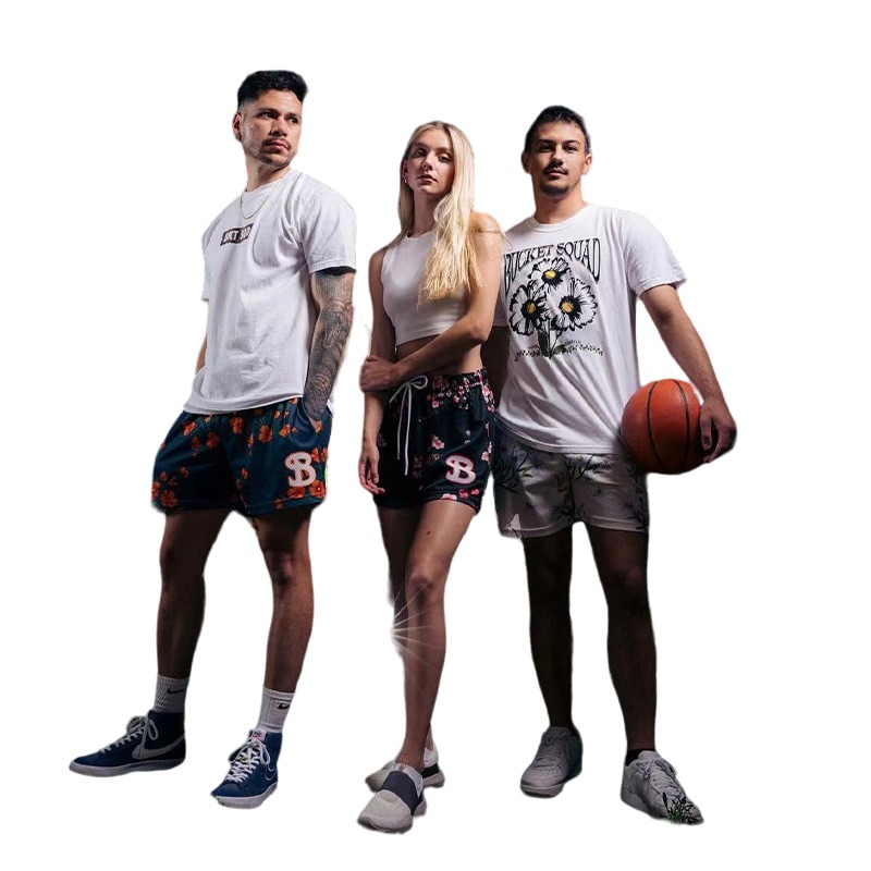 24 Unisex B Logo Colorful pattern Mesh Half Pants Gym Sport Basket