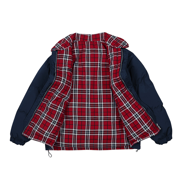 Unisex Color block check pattern reversible down jacket 男女兼用