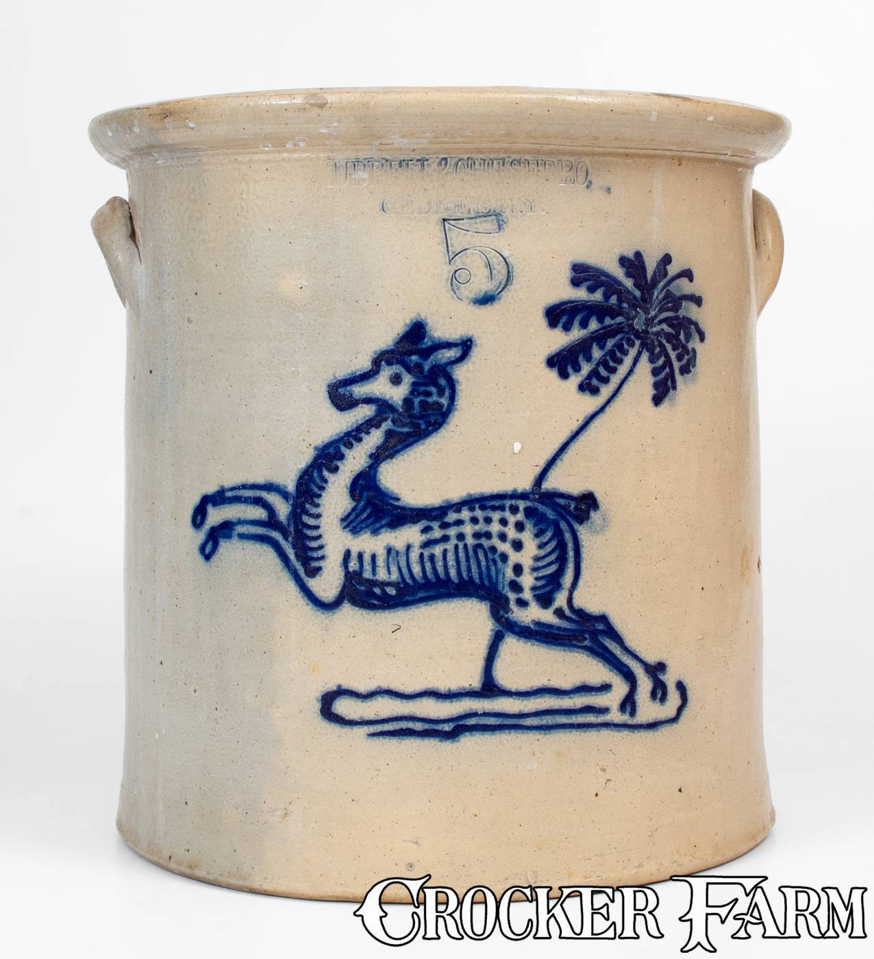 Fine HUBBELL & CHESEBRO / GEDDES, N.Y. Five-Gallon Stoneware Crock
