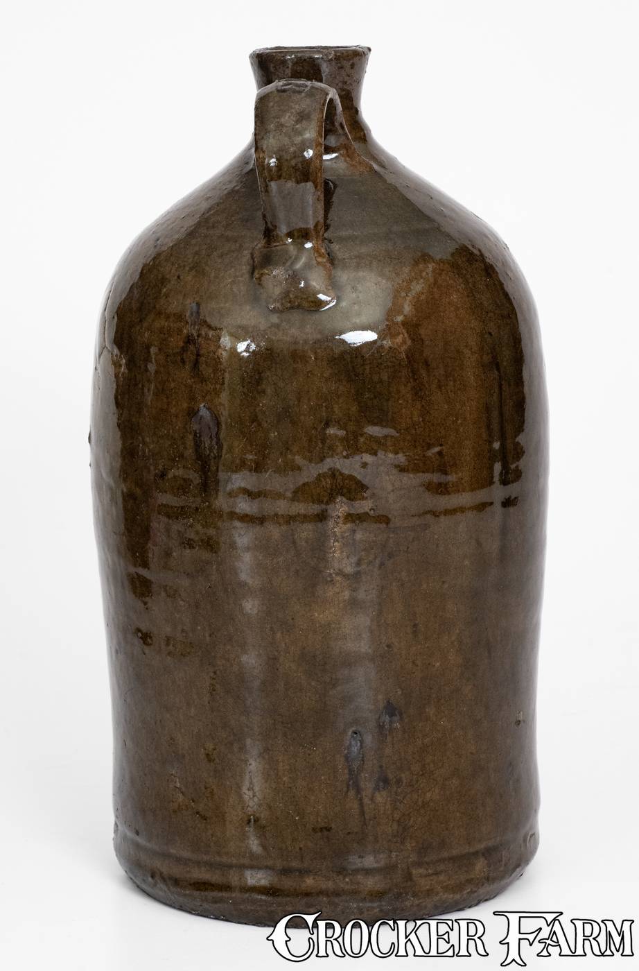 Alkaline-Glazed Stoneware Jug Stamped HY, Crawford County, GA
