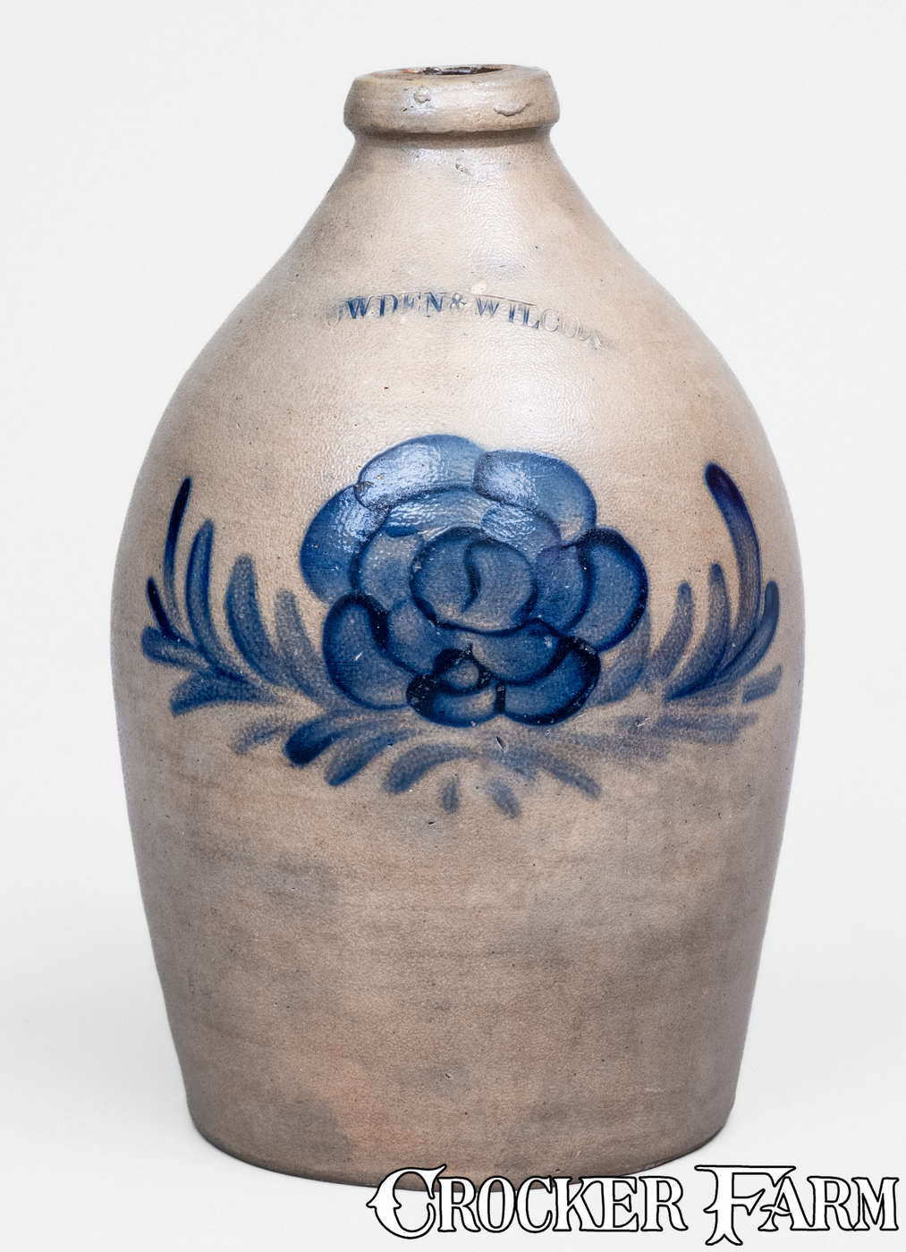 Fine COWDEN & WILCOX (Harrisburg, PA) Stoneware Jug w/ Floral