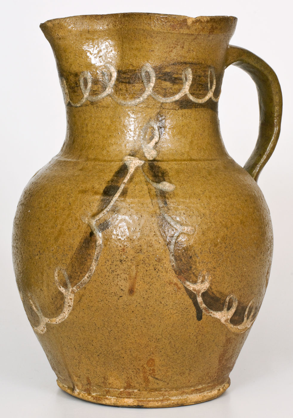Very Rare Alkaline-Glazed Stoneware Pitcher w/ Two-Color Slip