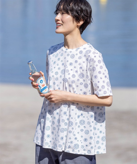 ひやさら】【UVカット】【友桝飲料コラボ】ドットロゴプリントTシャツ
