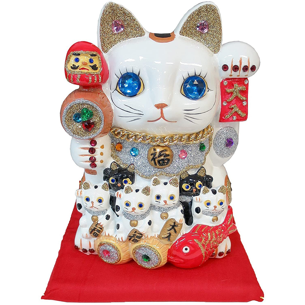 招き猫 置物 貯金箱 親子招福バンク 超特大サイズ