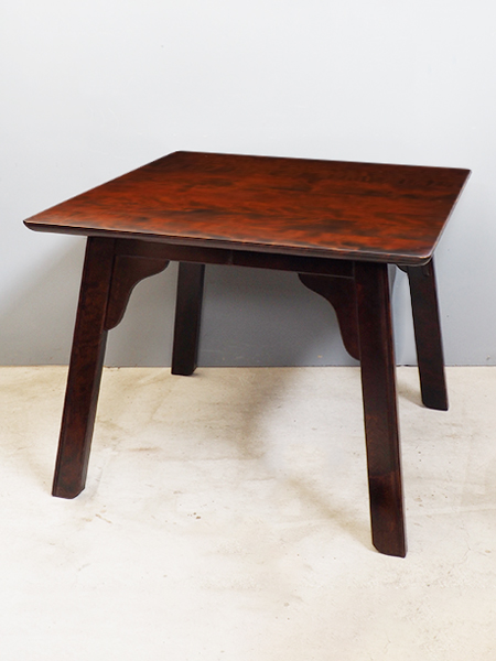 【美品】北海道民芸家具 樺桜材 ダイニングテーブル ガラス天板付き 樺桜（カバザクラ）テーブル：華やかでやさしい色合いと豊かな風合いが