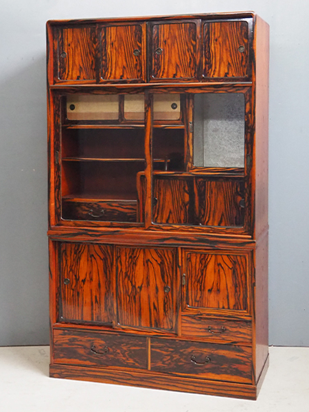 屏風　大型　89✕59cm　インテリア　置物　アンティーク　和室 黒柿張<br>二重ね<br>時代茶箪笥 | アンティーク山本商店