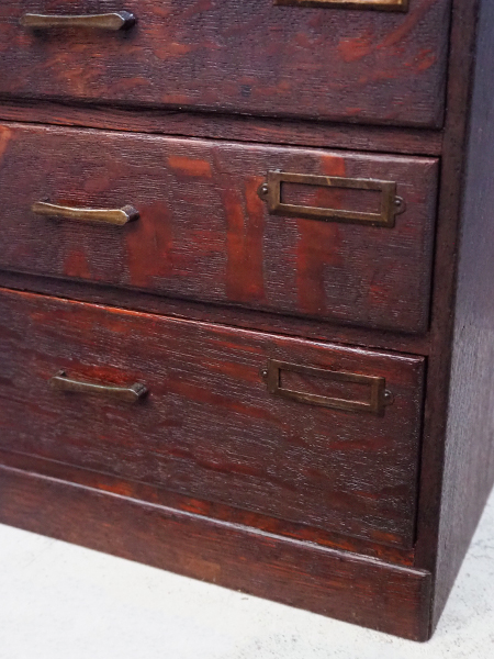 12/6(土)まで値下げ中　楢(ナラ)材の5杯小引き出し 収納棚 アンティーク 8621-3.jpg