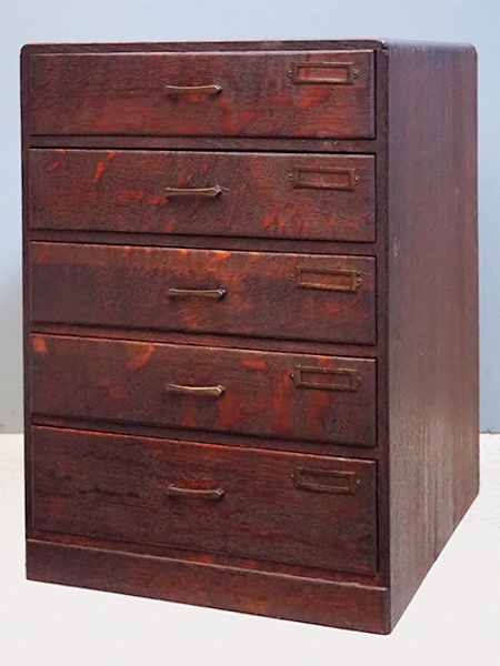 12/6(土)まで値下げ中　楢(ナラ)材の5杯小引き出し 収納棚 アンティーク 8621-3.jpg