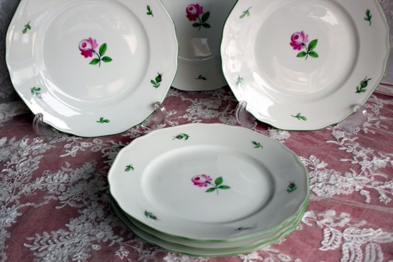 アウガルテン ウィンナーローズ ケーキ皿6枚セット - Antiques Violetta