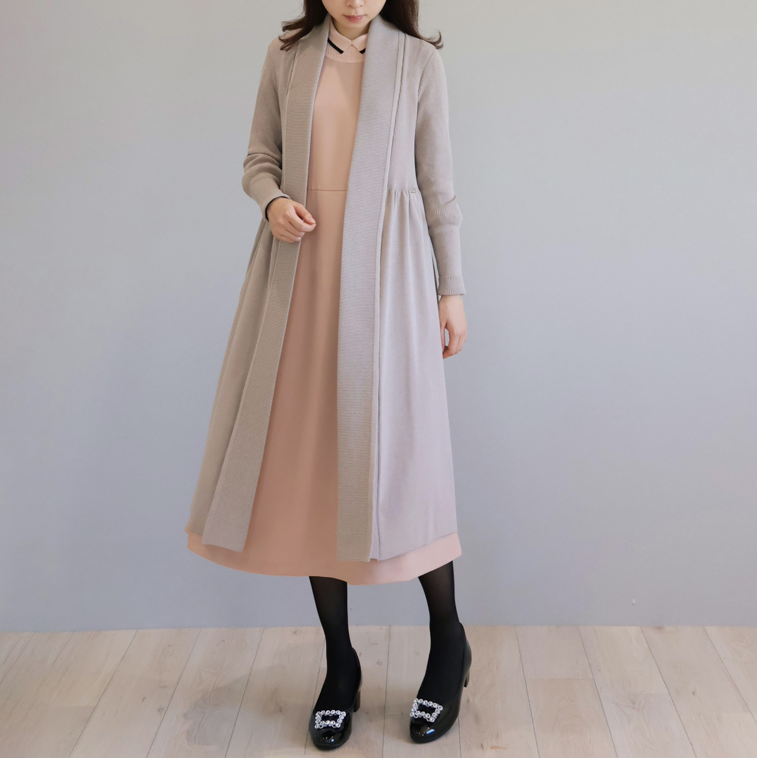 ニット衿 袖口すっきり リラックスワンピース【JM2362BE】 商品詳細