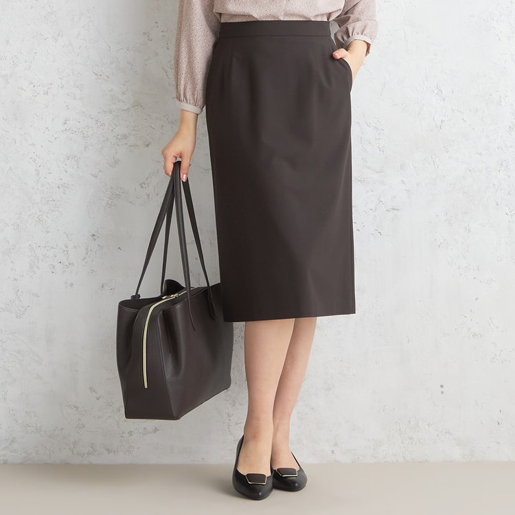 アウトレット】2wayストレッチ セミタイトスカート 茶 セットアップ