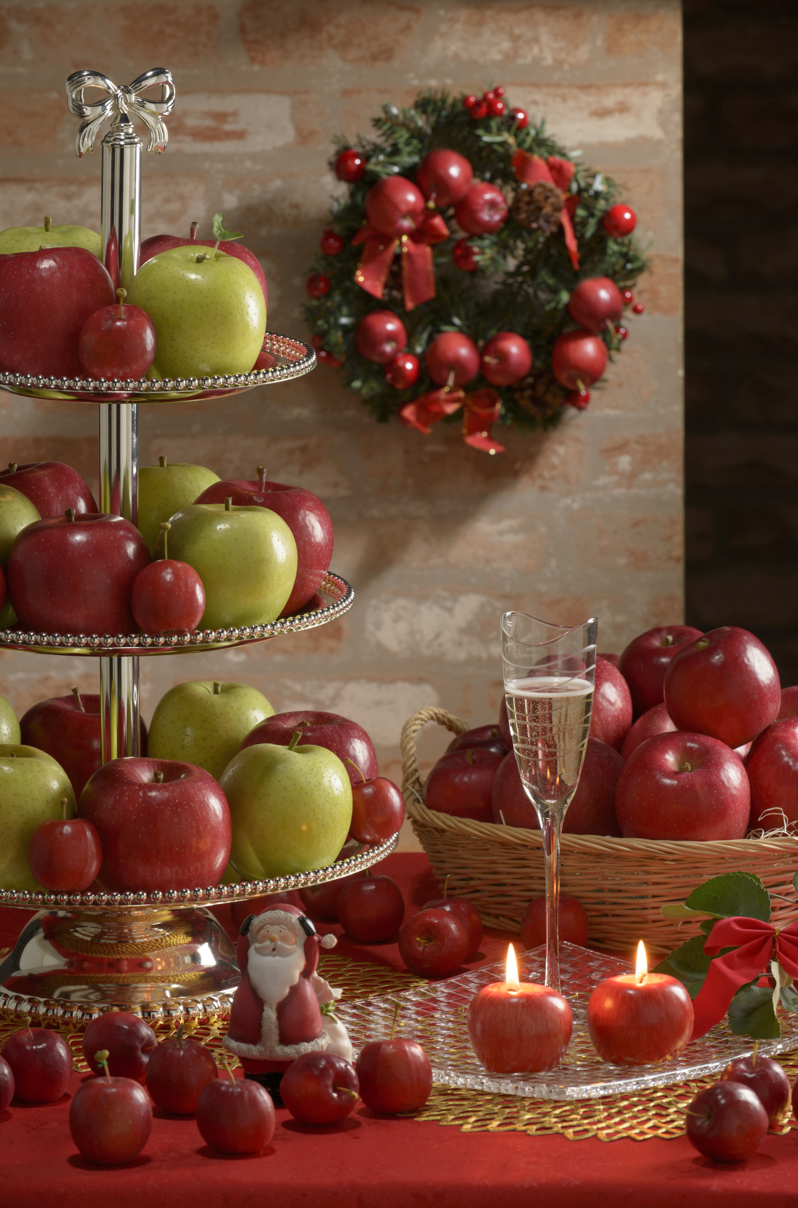 クリスマス 飾り 装飾 キャンドルスタンド りんご モチーフ 豪華