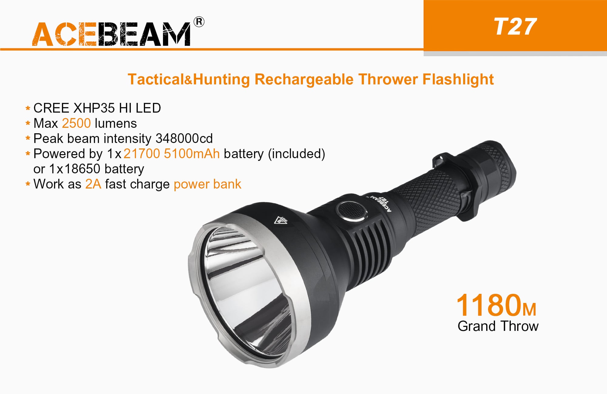 Acebeam T27 Tactical Flashlight|Acebeam® Official Store |High