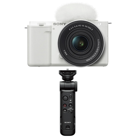 Sony ZV-E10 Mirrorless Camera with 16-50mm Lens, White and ACCVC1