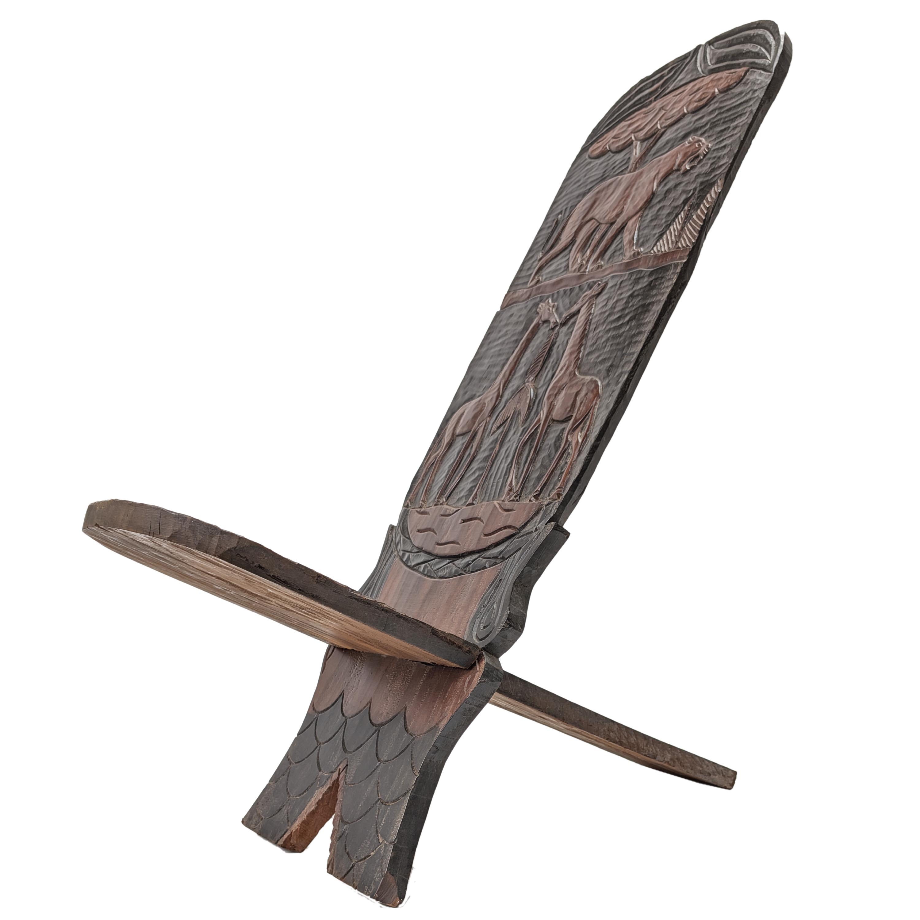 ギニア製2枚板大型椅子 アフリカの家具 （p703-32） - アフリカ雑貨店