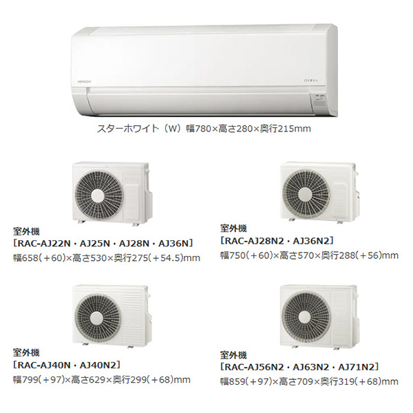 RAS-AJ22N-W 日立 ルームエアコン 白くまくん AJシリーズ 主に6畳