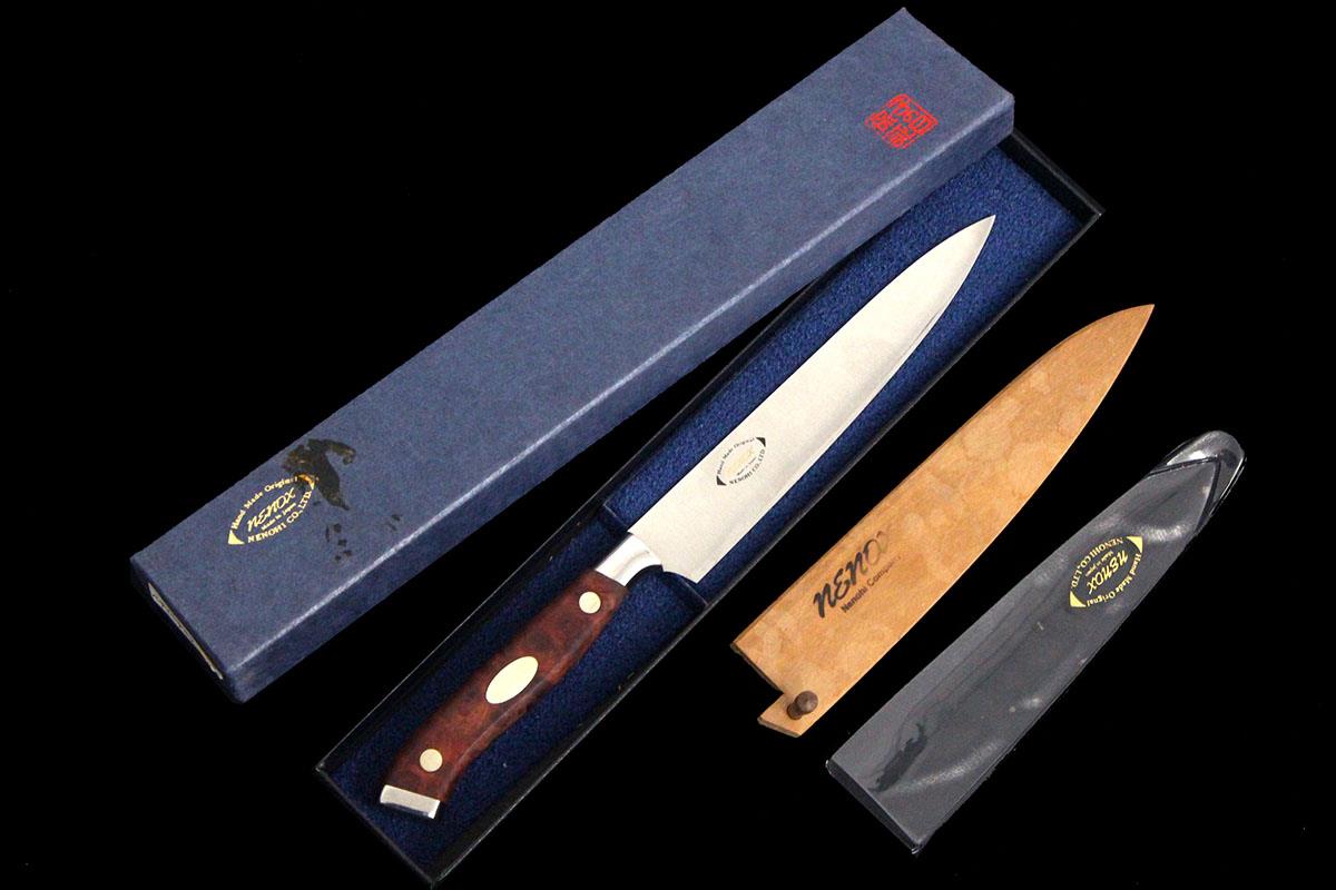 ペティナイフ 150mm NENOX ツバ付花梨瘤ハンドル 白鞘・箱付 KN02