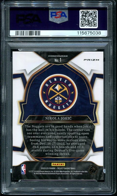 2022 Panini Select Orange Flash Prizm #1 Nikola Jokic PSA 9