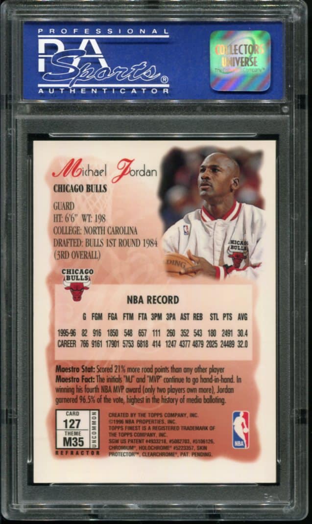 1996 Topps Finest Maestro Refractor #127 Michael Jordan PSA 9 HOF