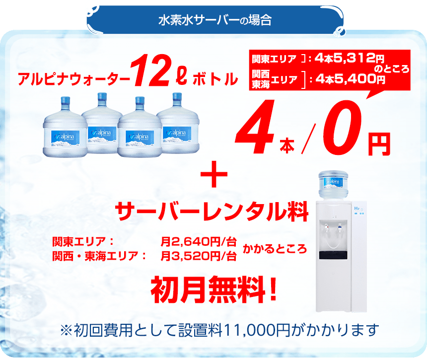 水素水サーバーキャンペーン｜ウォーターサーバー・水を宅配 アルピナ