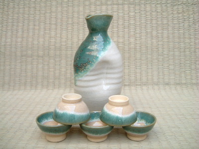 上野焼酒器セット-上野焼 中村真瑞窯元
