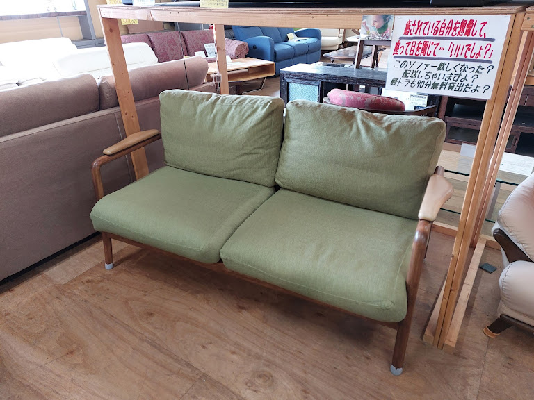 ケユカ Lif 2.5人掛けソファー 布地 緑 【愛品倶楽部柏店