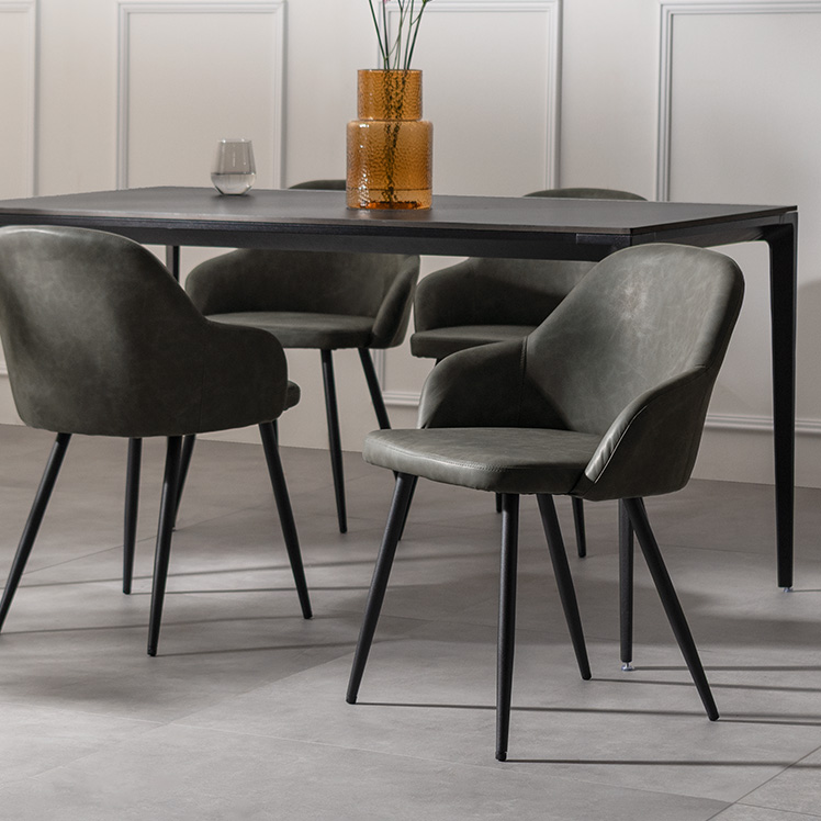 ハーフアーム付きダイニングチェア ORLVE(オルブ) レザータイプ4脚