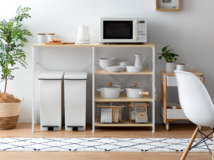 ゴミ箱収納キッチンカウンター emery(エメリー) 120cm幅 背板なし