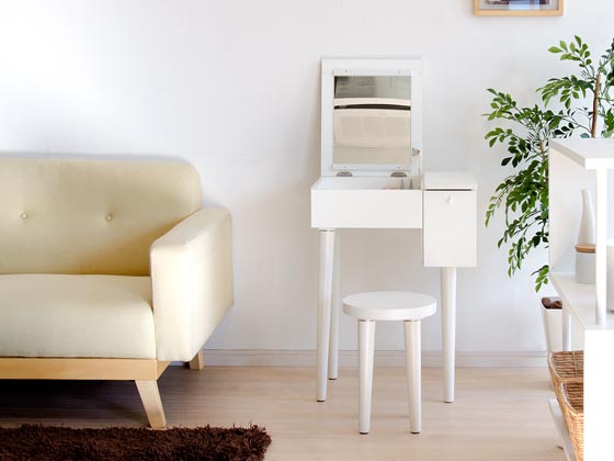 北欧 コンパクト木製ドレッサーnico(ニコ)スツール付き | 家具