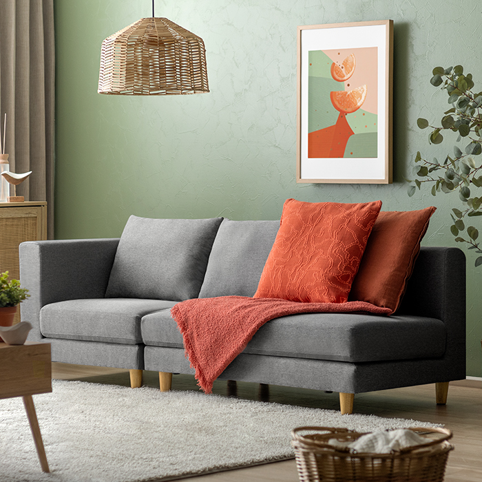 ローデザインカウチソファ 3人掛け コーナーソファ ポケットコイル