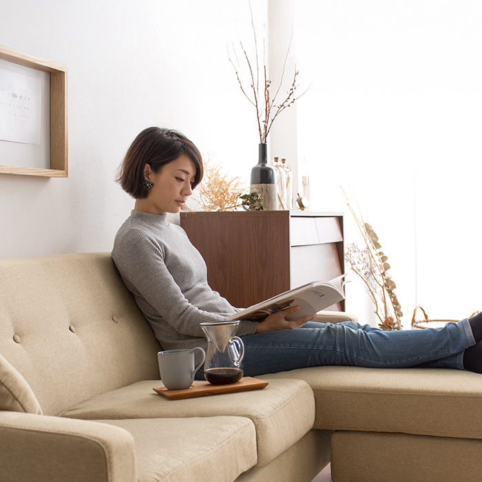 3人掛けカウチソファ L字 切り離し可能 極厚ウレタン rond | 家具