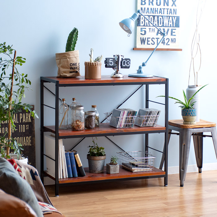 ヴィンテージウッドオープンラック BILLS(ビルズ) 90cm幅 3段タイプ