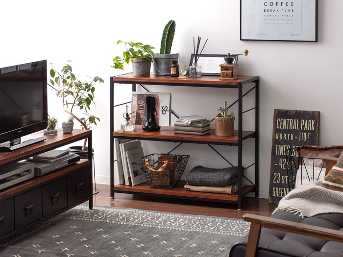 ヴィンテージウッドオープンラック BILLS(ビルズ) 90cm幅 5段タイプ