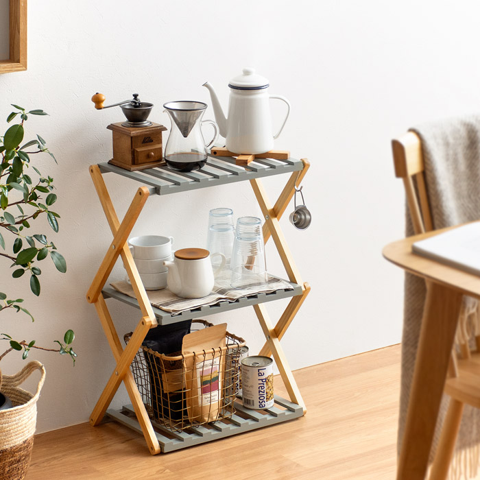 フォールディングラック 3段タイプ 折りたたみ式 | 家具・インテリア