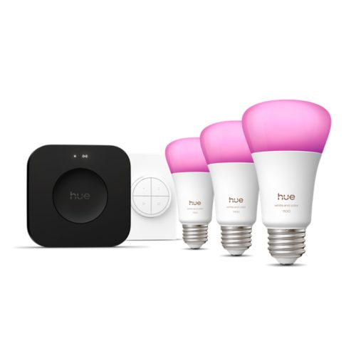 3 A19 LED Bulbs E26 + Tap Dial Switch + Bridge Pro | Philips Hue