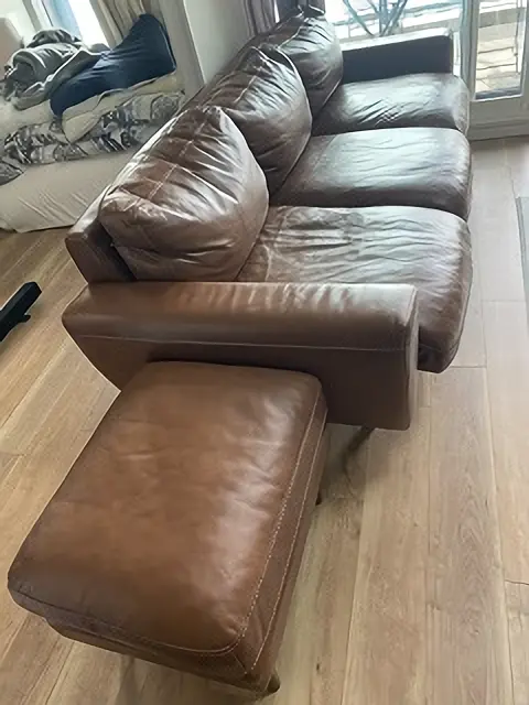東京都 大田区にて unico/ウニコ 3人掛けレザーソファ MOLN を出張買取