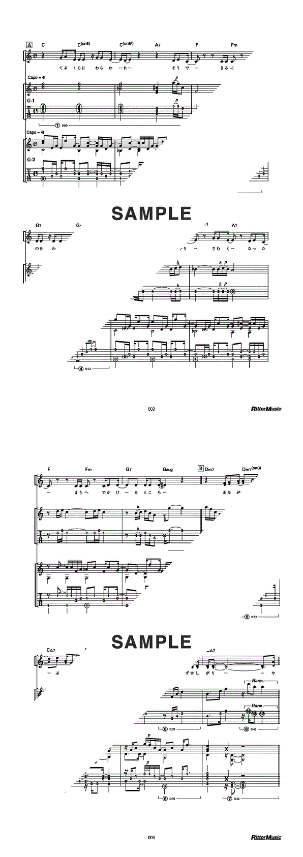 楽譜】籠時 / センチメンタル・シティ・ロマンス（ギター・スコア