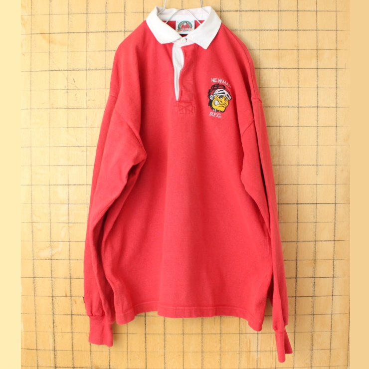 90s CANADA製 BARBARIAN バーバリアン 長袖 ラガーシャツ レッド