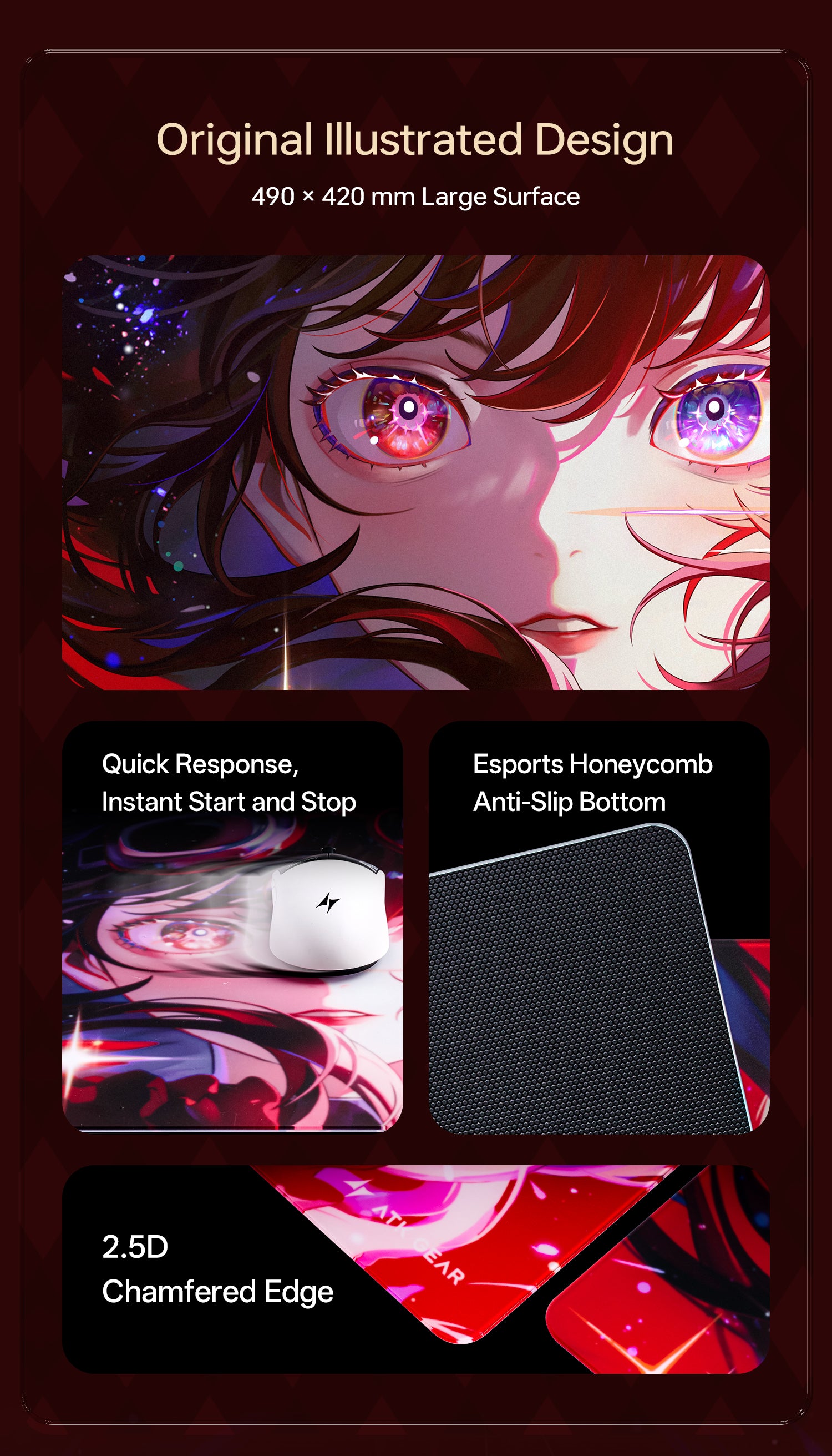 限定品] ATK Gear Crimson ガラスマウスパッド ATK Tempered Glass