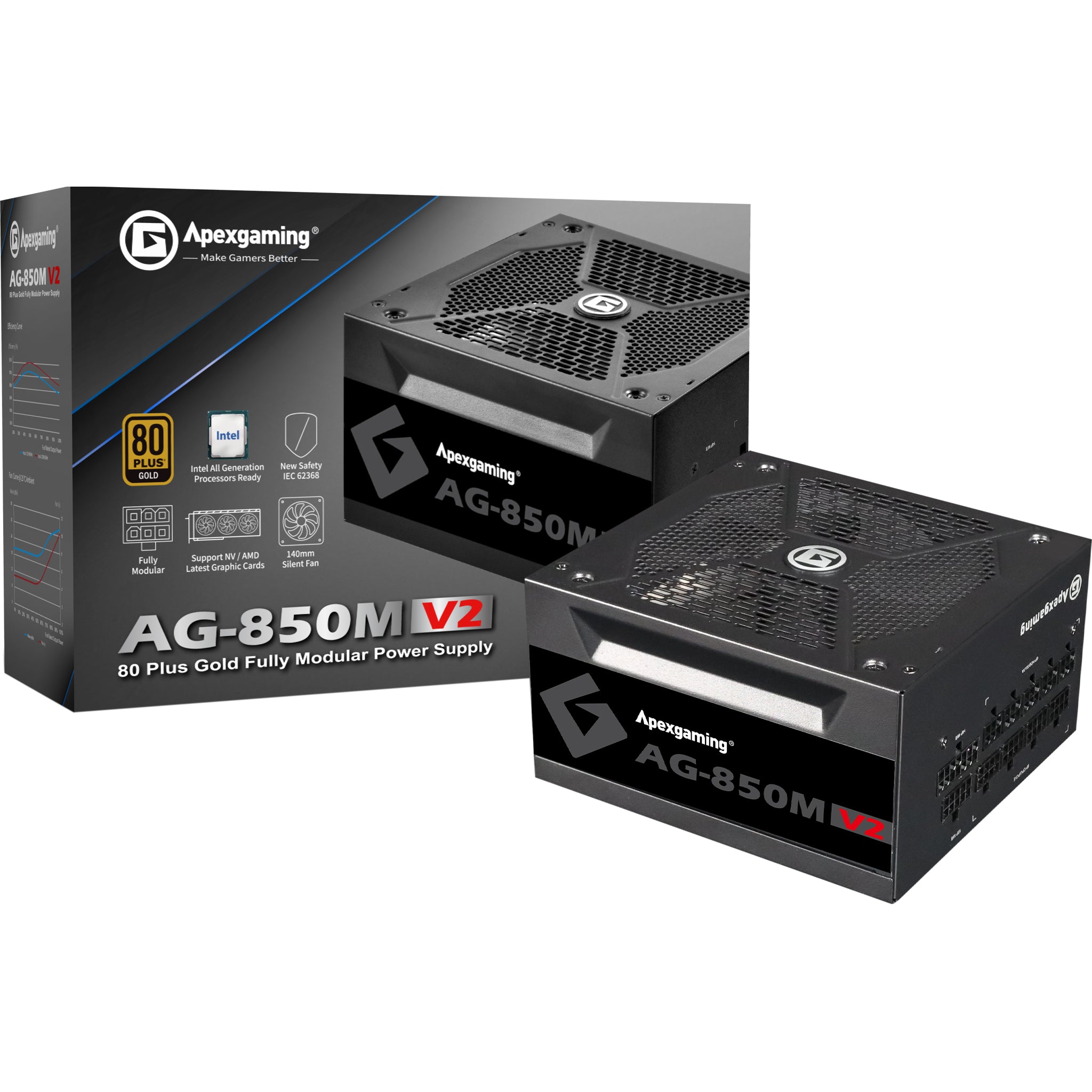 Apexgaming AG-850M V2 850Watt 80PLUS Gold Fully Modular Power