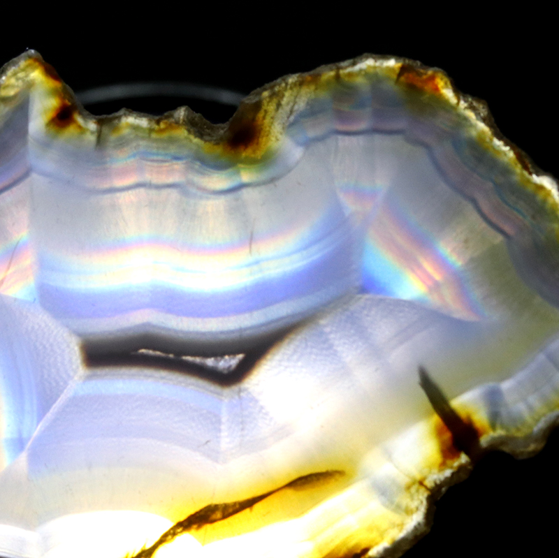 魅惑！虹色の輝き！極上厳選インドネシア産イリスアゲートスライス-005