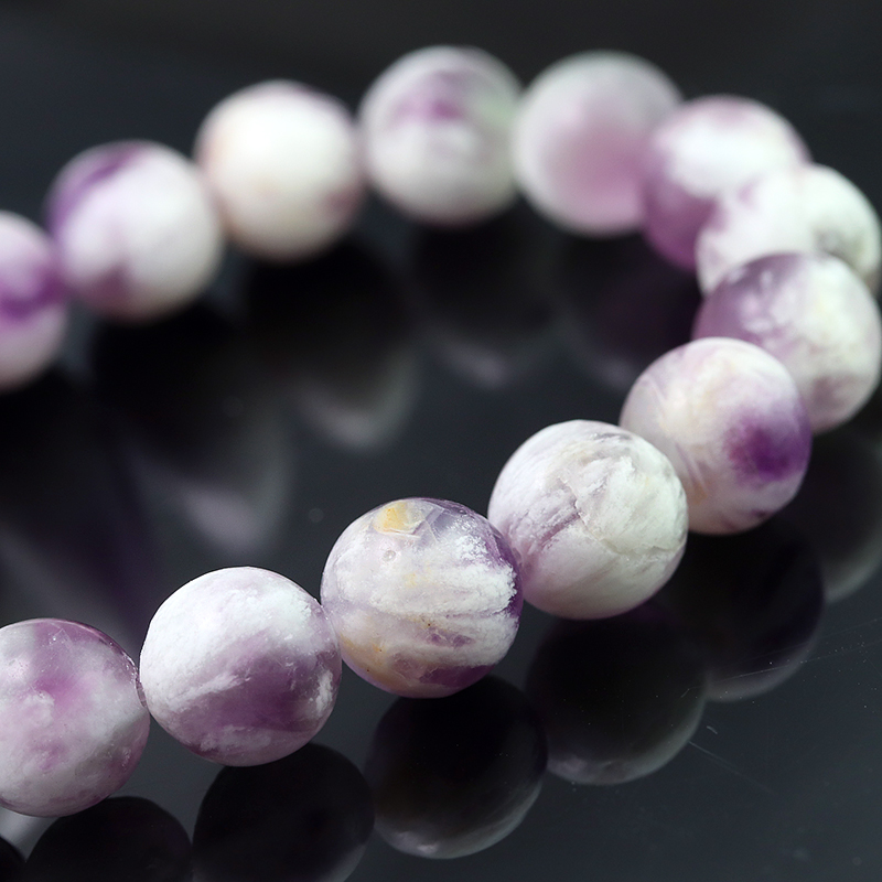 パープルエンジェルフェザーフローライト10〜10.5mmブレスレット-042