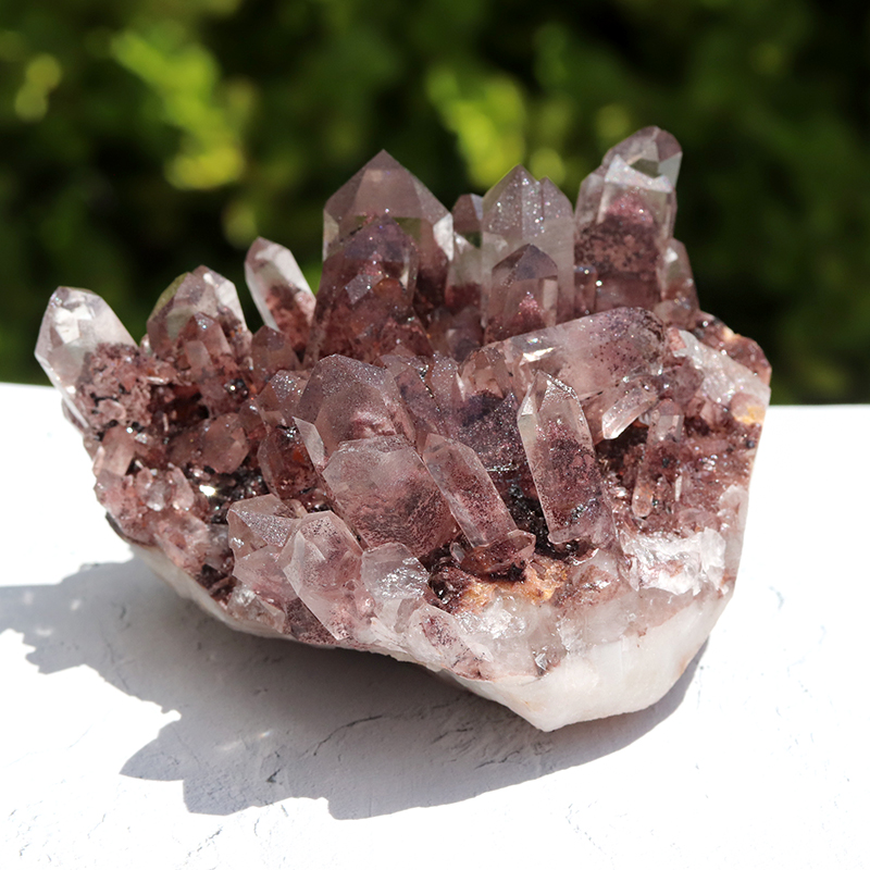 特選品】インド産レッドファントムクォーツクラスター-004水晶