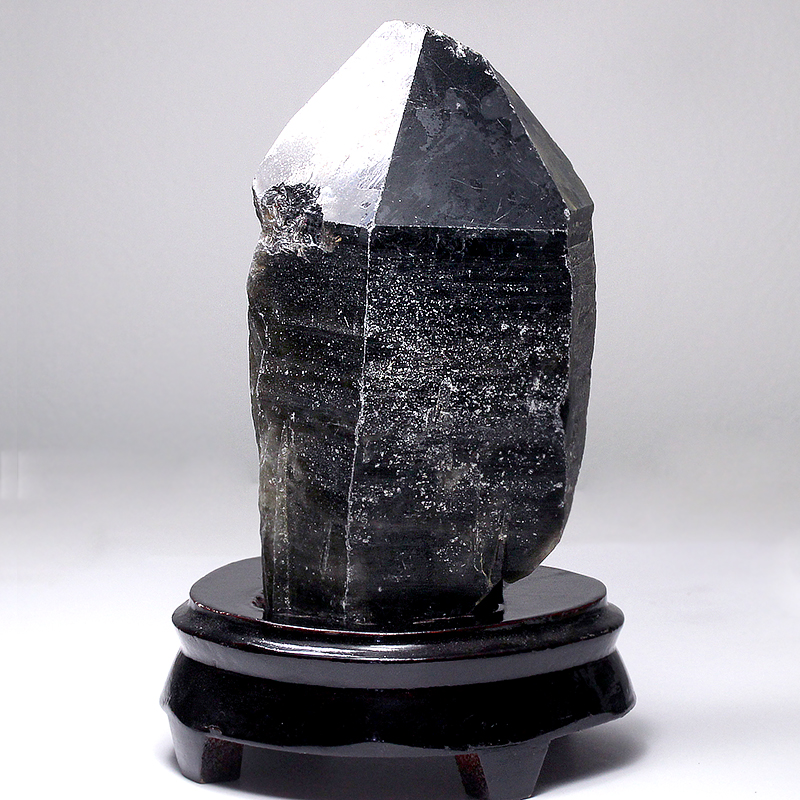 チベット産モリオン原石(台座付き）-053水晶クラスター、天然石ビーズ