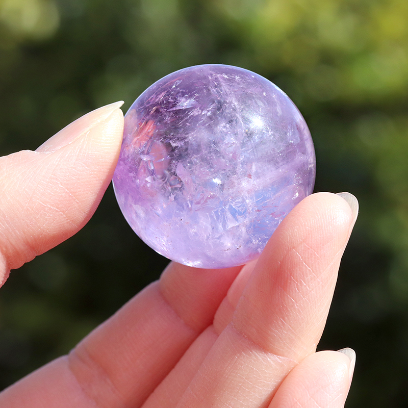 レインボーアメジスト(アイリスクォーツ）丸玉-066水晶クラスター